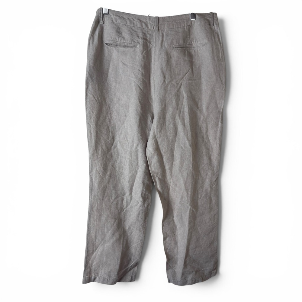 LL Bean Linen Straight Leg Pants Tan Women 14 Coastal Minimalist Khaki Summer - Picture 2 of 6